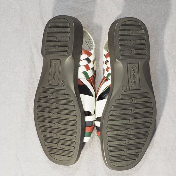 Dr Scholls Sandals Womens Size 8 M White Aztec Southwest Comfort Shoe Leather - Picture 10 of 13